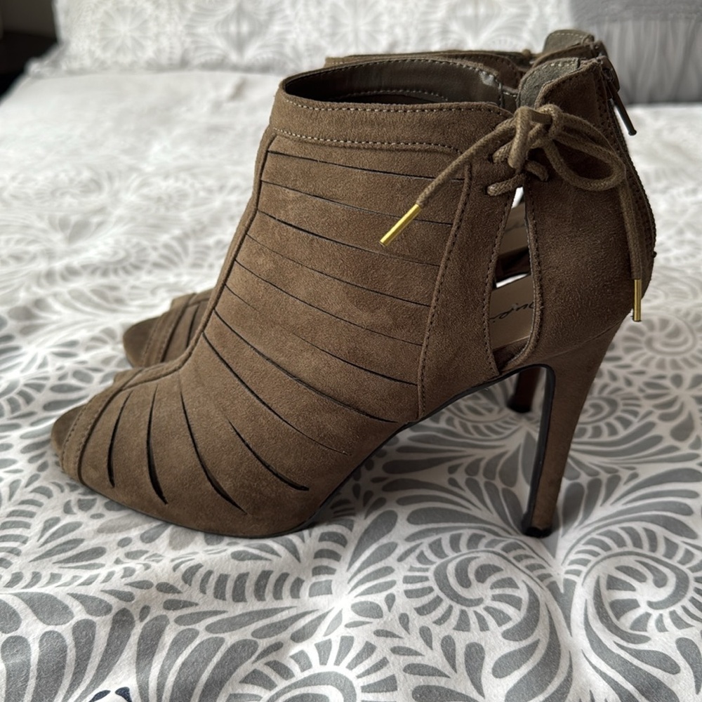 Qupid khaki Stiletto Heels with Ruched Design